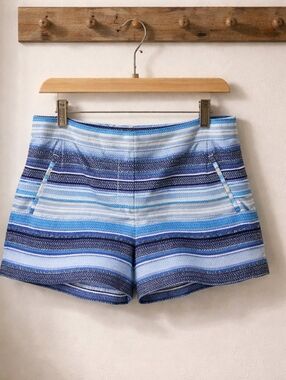 J. Crew Blue Striped Cotton-Blend Women's 3" Shorts